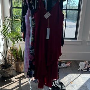 Dress the Population Deep Red High Low Dress